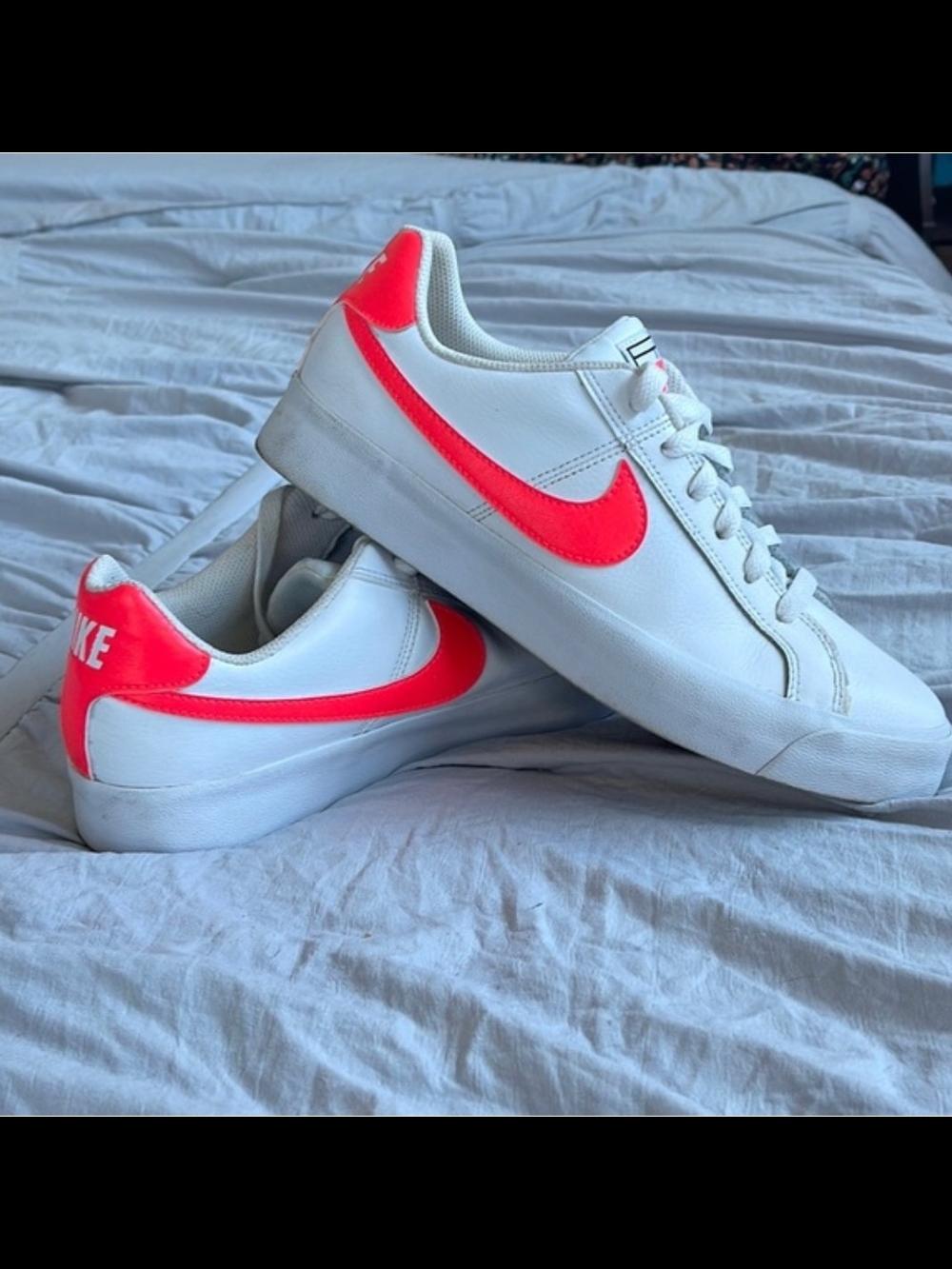 Nike Women’s White Sneakers with Hot Pink Swoosh